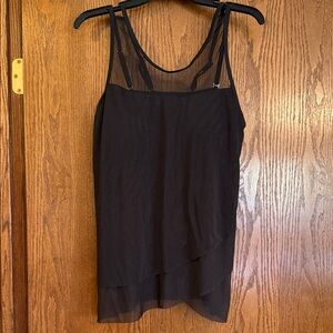 Black Sheer Layered Tankini Top with Swim Shorts